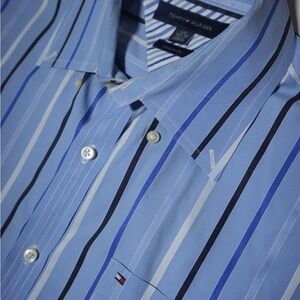 Tommy Hilfiger Blue Dress Shirt Size 16,5 made in Mauritius